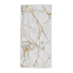 White Gold Marbling Hand Towels Soft Highly Absorbent Large Hand Towels 15 x 30inch Quick Dry Fingertip Towels Kitchen Dish Guest Towel Hand Face Towel Bathroom Towel