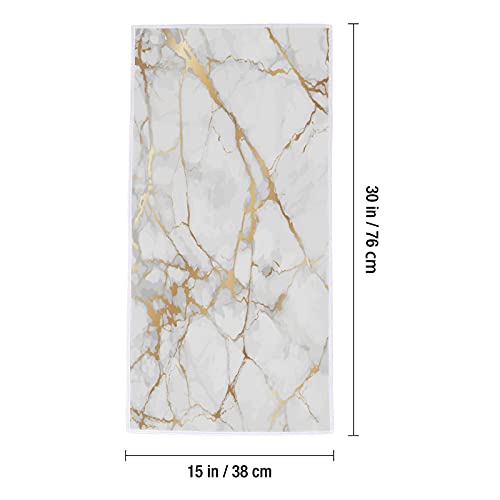 White Gold Marbling Hand Towels Soft Highly Absorbent Large Hand Towels 15 x 30inch Quick Dry Fingertip Towels Kitchen Dish Guest Towel Hand Face Towel Bathroom Towel