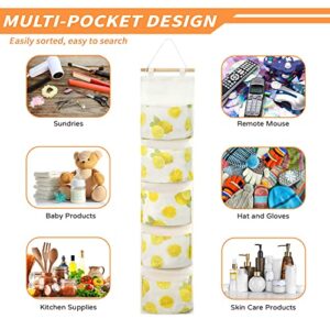 MOTASOM 3Pcs Over The Door Hanging Storage Bag, Waterproof Wall Closet Organizer with 5 Pockets, Linen Fabric Wall Hanging Mounted Organizer Pocket for Room Bathroom Bedroom Kitchen