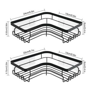 ZBC Corner Shower Caddy, 2-Pack Adhesive Shower Corner Organizer Shelves, Rustproof Shower Shelf with Hooks, Shower Basket Rack Storage, Wall Mount Shower Organizer for Bathroom, Kitchen (Bend)