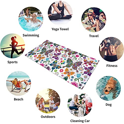 ARTHMOM Suger Butterfly Microfiber Beach Towel Quick Dry Sand Proof Soft Bath Pool Beach Towels for Woman Men Adults,60x31 inches