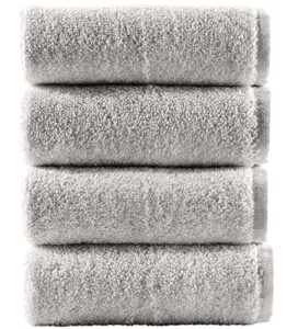 hammam linen washcloth set premium original turkish cotton, hotel quality for maximum softness & absorbency for face, hand, kitchen & cleaning (ice silver, washcloth set)