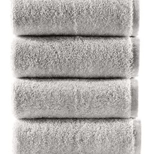 Hammam Linen Washcloth Set Premium Original Turkish Cotton, Hotel Quality for Maximum Softness & Absorbency for Face, Hand, Kitchen & Cleaning (Ice Silver, Washcloth Set)