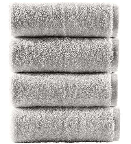 Hammam Linen Washcloth Set Premium Original Turkish Cotton, Hotel Quality for Maximum Softness & Absorbency for Face, Hand, Kitchen & Cleaning (Ice Silver, Washcloth Set)