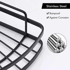 KES Shower Caddy Corner, Self-Adhesive Shower Corner Shelf, Stainless Steel Shower Organizer Matte Black 2 Pack, BSC219DF-BK-P2