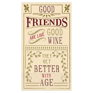 friends and wine themed guest towels - 32 ct | decorative paper napkins for buffet kitchen or bathroom fingertip hand towels | better with age design
