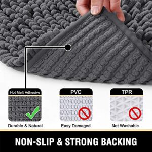 Bathroom Rugs Bath Mats for Bathroom Non Slip Luxury Chenille Bathroom Runner Rug 47x17 Extra Soft and Absorbent Shaggy Rugs Washable Dry Fast Plush Area Carpet Mats for Bath Room, Tub - Grey