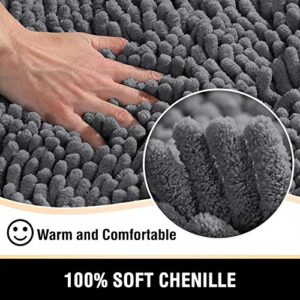 Bathroom Rugs Bath Mats for Bathroom Non Slip Luxury Chenille Bathroom Runner Rug 47x17 Extra Soft and Absorbent Shaggy Rugs Washable Dry Fast Plush Area Carpet Mats for Bath Room, Tub - Grey