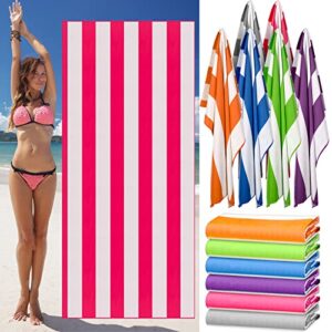 moukeren 6 packs oversized beach towel 35 x 70 inches microfiber beach towels for adults extra large pool towels quick dry swim towels bulk thick plush cabana towel for summer bath adults (stripe)