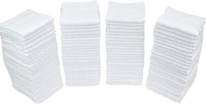 simpli-magic 79428 cotton washcloths, pack of 100, 12” x 12”, white