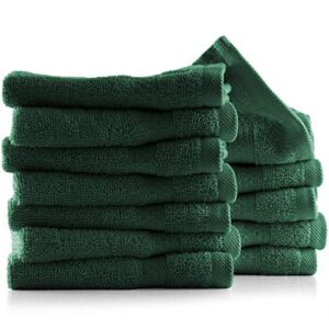hearth & harbor washcloths 12 pack 13"x13" - 100% cotton wash cloths for your body - ultra soft, high absorbent, quick dry - hunter green washcloths
