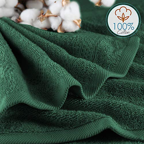 Hearth & Harbor Washcloths 12 Pack 13"x13" - 100% Cotton Wash Cloths for Your Body - Ultra Soft, High Absorbent, Quick Dry - Hunter Green Washcloths