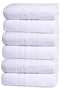 hotel collection_6 piece hand towels set, 6x (28'' x 16''), 100% turkish cotton, absorbent, decorative & soft, luxury quality, large towels for bathroom, for hotel, spa, home and commercial use/white.