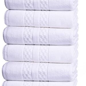 Hotel Collection_6 Piece Hand Towels Set, 6X (28'' x 16''), 100% Turkish Cotton, Absorbent, Decorative & Soft, Luxury Quality, Large Towels for Bathroom, for Hotel, Spa, Home and Commercial Use/White.