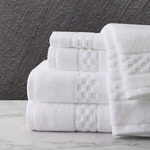 Hotel Collection_6 Piece Hand Towels Set, 6X (28'' x 16''), 100% Turkish Cotton, Absorbent, Decorative & Soft, Luxury Quality, Large Towels for Bathroom, for Hotel, Spa, Home and Commercial Use/White.