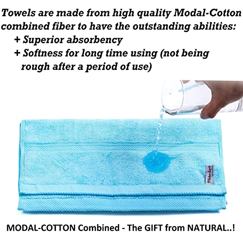 Mother-Earth Face Towel for Washing Face - 12x12 Inches Premium Softness, Extra Absorbent Towels, Washcloths for Sensitive Skin, Cotton Hand Towels for Bathroom, Set 6 Pieces (Blueish Green-Brown)