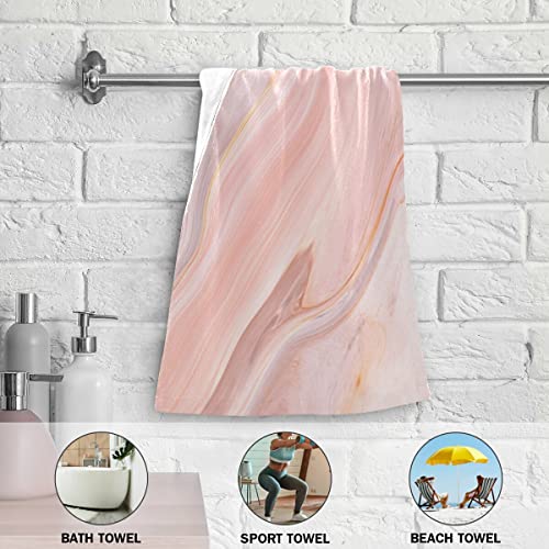 Marble Towels Set of 2 Rose Gold Pink Gray Decorative Hand Bath Towel Super Soft for Bathroom Kitchen Accessories Hotel Gym Spa Valentines Mothers Day Wedding Gifts