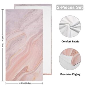 Marble Towels Set of 2 Rose Gold Pink Gray Decorative Hand Bath Towel Super Soft for Bathroom Kitchen Accessories Hotel Gym Spa Valentines Mothers Day Wedding Gifts