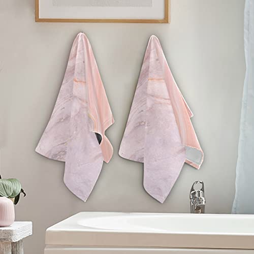 Marble Towels Set of 2 Rose Gold Pink Gray Decorative Hand Bath Towel Super Soft for Bathroom Kitchen Accessories Hotel Gym Spa Valentines Mothers Day Wedding Gifts