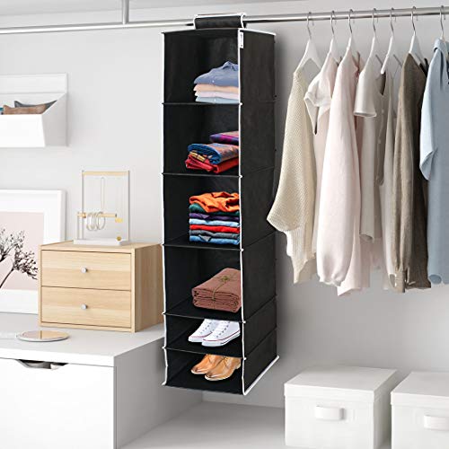 PrettyKrafts Hanging Organizer 6 Shelves Wardrobe Organiser - Black