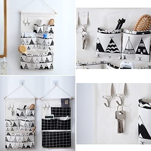 croselyu Home Multifunctional Hanging Bag Dormitory Fabric Hanging Basket Miscellaneous Organizer Bathroom Wall Hanging Bag Behind Door Wall Storage (Black)