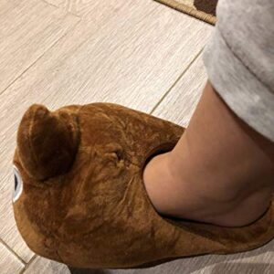 Funny Shoes, Women Plush Slippers Cartoon Shit Home Warm Home Shoes EVA Soled Flat Cute Indoor Furry Cotton Slippers 7 Unisex Slippers