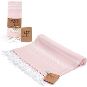 smyrna turkish cotton classical series beach towel | 71 x 37 in 100% cotton | extra large wearable turkish bath towel | made in turkey | no shrink | premium luxury striped linen - blush pink