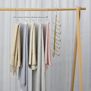 Gold Aluminum Alloy Magic Pants Hangers Space Saving Closet Hangers 5 Layers 4 Uses Multi Functional Pants Rack Heavy Duty Wardrobe Organizer Racks for Jeans, Suit Pants， Towel (2 Pack)
