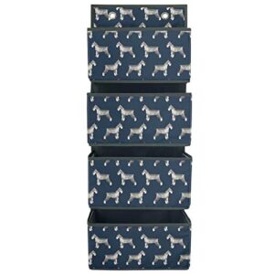 afpanqz cute schnauzer dogs door hanging organizers nursery closet cabinet baby storage with 4 large pockets stable hanging shelves for cosmetics toys sundries purse keys small stuff storage blue
