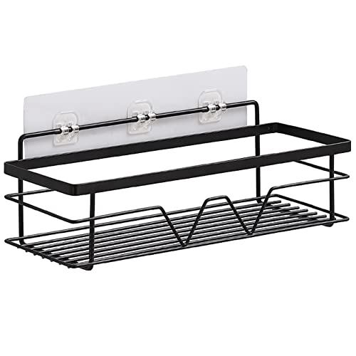 Rainspire Adhesive Shower Caddy, Large Capacity Self Adhesive Shower Shelves for Inside Shower, Shower Rack Shower Shelf for Inside Shower Stainless Steel Bathroom Shower Organizer, Large, Black