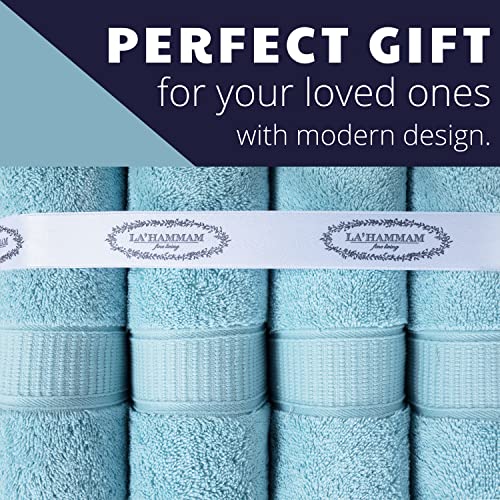 4 Piece 13” × 13” Soft Turkish Cotton Washcloths for Bathroom, Kitchen, Hotel, Spa, Gym & College Dorm | Absorbent and Super Soft Washcloth Set for Body & Face, Baby and Adults - Aqua