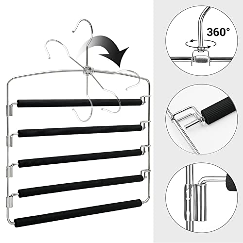 Ismosm 2 Pack Pants Hangers Closet Storage Organizer Non-Slip Space-Saving Hangers for Pants, Slacks, Jeans, Scarves, Shawls, Neckties