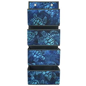 zfrxign tribal sea turtle hanging storage bags space saver heavy duty toy storage organize for kid room toys, clothes, hats, socks storage navy blue closet box