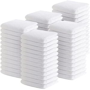 wash cloths bulk white face cloths cotton washcloths set hand towels absorbent quick dry towels for bathroom soft cleaning rags for bath body spa gym kitchen dish, 12 x 12 inches (100 pieces)
