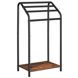 hoobro freestanding towel rack, 4 tier blanket rack stand, 16.3"l x 11.2"w x 31.3"h, blanket ladder holder, quilt rack, drying and display rack, living room, bathroom, rustic brown and black bf64lb01