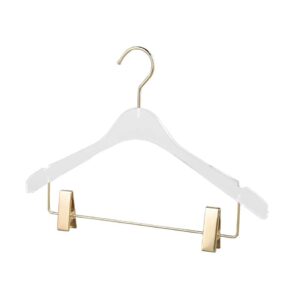 nisorpa acrylic hangers with clips, 10 pack clear plastic hangers non-slip with golden chrome steel hook, clothes hangers space saving hanger for dresses suit jacket sweater blouse