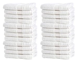 bulk spa white washcloths – set of 24 – size 12” x 12” – thick loop pile washcloth – absorbent and soft 100% ring-spun cotton wash cloth – lint free face towel – wash cloths perfect for bathroom