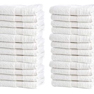 Bulk Spa White Washcloths – Set of 24 – Size 12” x 12” – Thick Loop Pile Washcloth – Absorbent and Soft 100% Ring-Spun Cotton Wash Cloth – Lint Free Face Towel – Wash Cloths Perfect for Bathroom