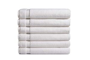 amazon commercial cotton bath towel set - pack of 6, 27 x 54 inches, 650 gsm, white