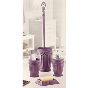 bathroom accessory set, 4-piece decorative plastic gift set, toothbrush cup, soap/lotion dispenser, soap dish, toilet brush holder