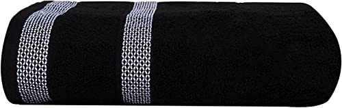 CASA COPENHAGEN Solitaire Designed in Denmark 600 GSM 2 Large Bath Towels 2 Large Hand Towels 2 Washcloths, Super Soft Egyptian Cotton 6 Towels Set for Bathroom, Kitchen & Shower - White + Black