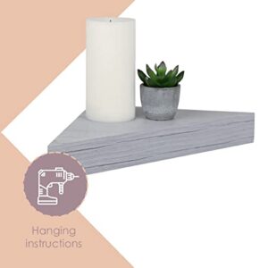 Home Basics Small Corner Floating Shelf (Single Pack), Washed Grey MDF Wall Mount Floating Shelf | Contemporary Shelf for Décor and Essentials | Holds 7lbs.