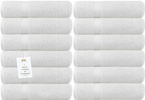 royalz collection luxurious white washcloths 12 pack 550 gsm 100% ring spun cotton - 13 x 13 wash cloths for your face and body - highly absorbent face towel for drying face