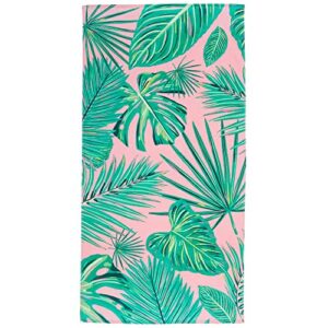 sun sprouts 100% cotton beach towel palm leaves pattern for kids & toddler. bath, pool, camping, travel towel for boys & girls. 30” x 60” quick-dry & super absorbent beach blanket