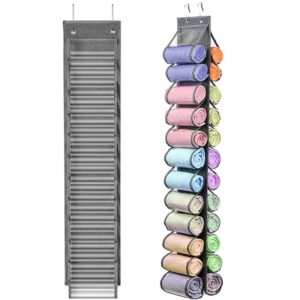 senhuok leggings storage organizer with 24 compartments t shirt organizer hanging shelf closet storage bag towel pants clothing storage holder wardrobe organiser (grey)