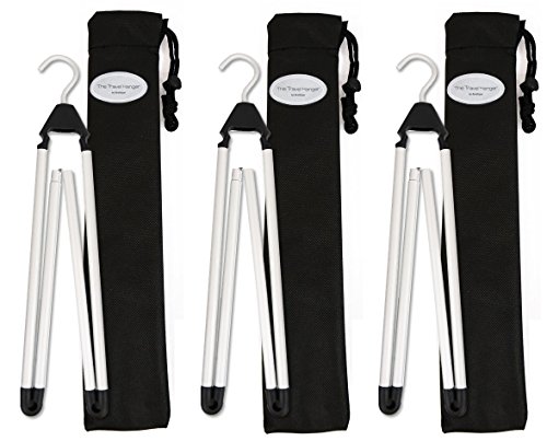 Boottique Travel Hanger, Car Hanger, Clothes Hanger- Foldable Hanger, Folding Hanger, Collapsible Hanger, Portable Hanger (Matte Silver & Black) (Set of 3)