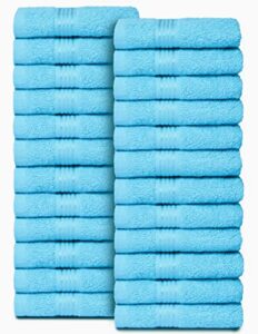 belizzi home ultra soft cotton washcloths, contains 24 piece face cloths 12x12 inch, ideal for everyday use face towels, compact & lightweight multi purpose washcloths - turquoise blue