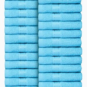 BELIZZI HOME Ultra Soft Cotton Washcloths, Contains 24 Piece Face Cloths 12x12 inch, Ideal for Everyday use Face Towels, Compact & Lightweight Multi Purpose Washcloths - Turquoise Blue