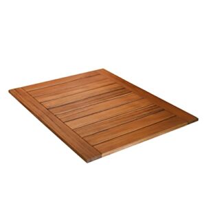 cambridge casual superior indonesian teak non-slip wood bath shower mat, natural brown