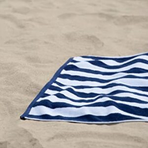 LANE LINEN 100% Cotton Beach Towel, Pack of 2 Beach Towels Set, Cabana Stripe Pool Towels, Oversized Beach Towels for Adults (30" x 60”), Highly Absorbent, Large Beach Towels, Quick Dry Towel - Blue